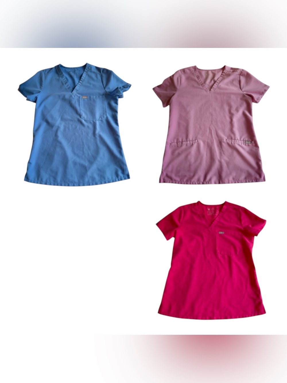 3 FIGS Woman's Technical Collection Scrub Top Size XS Pink Lilac Blue Uniform